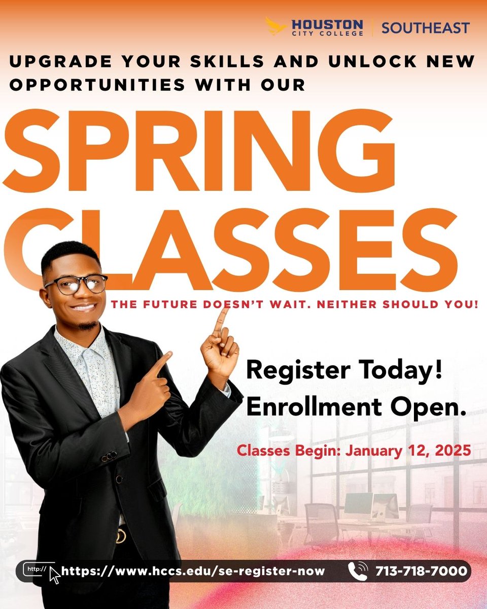 hccsecollege's tweet image. 🌟 Your Future Starts January 12! Spring registration is wide open at HCC Southeast! Enroll today to guarantee your place for the upcoming semester. Classes begin on January 12! Let's make this happen. 🎉
#HCCSoutheast #SpringEnrollment #CollegeLife #HCC #NextChapter