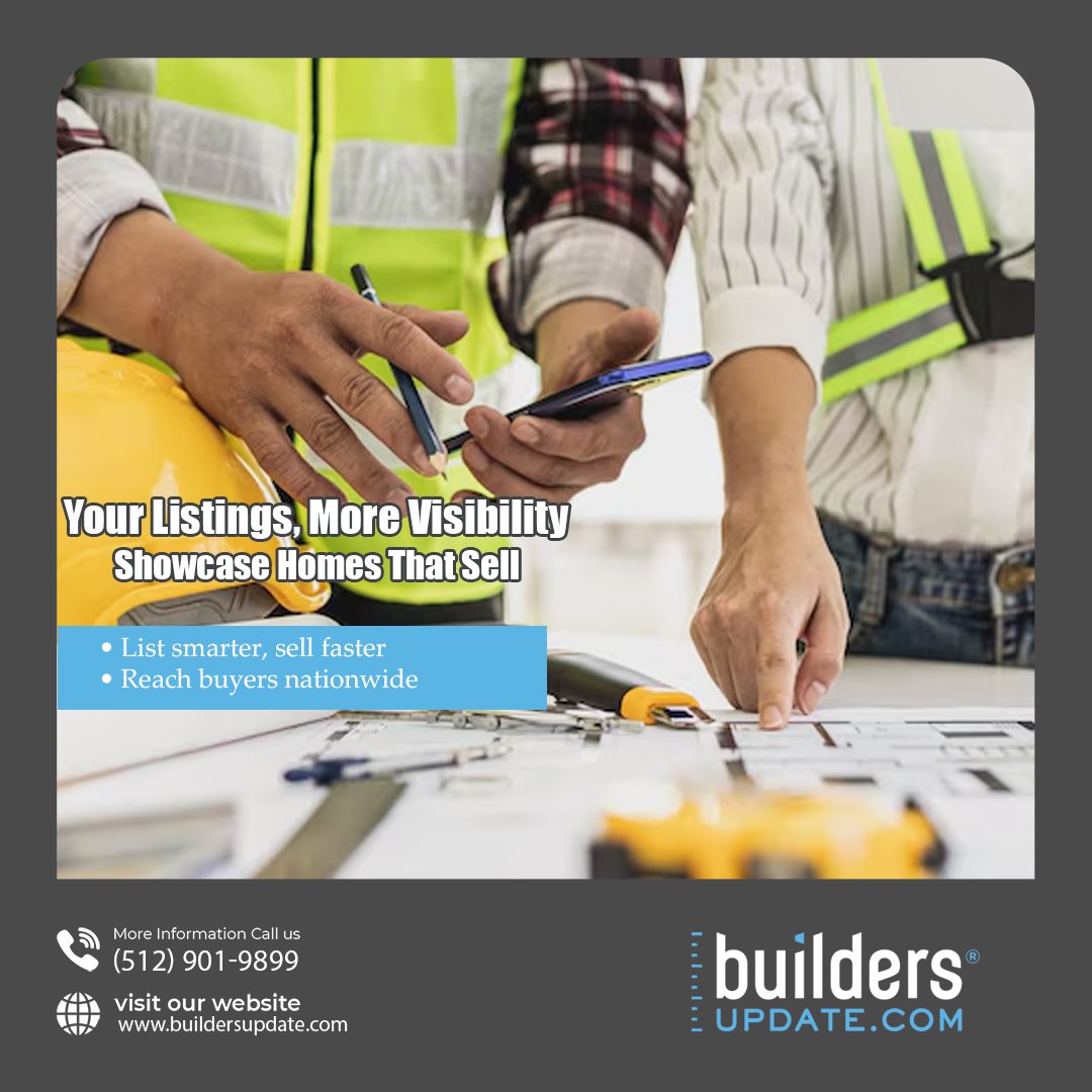 BuildersUpdate's tweet image. Reach more buyers nationwide with our New Construction Listings Platform. Builders Update makes it easy to showcase your homes, track interest, and boost sales with powerful visibility tools.  

buildersupdate.com

#NewConstruction #BuildersUpdate #HomeListings #Builder