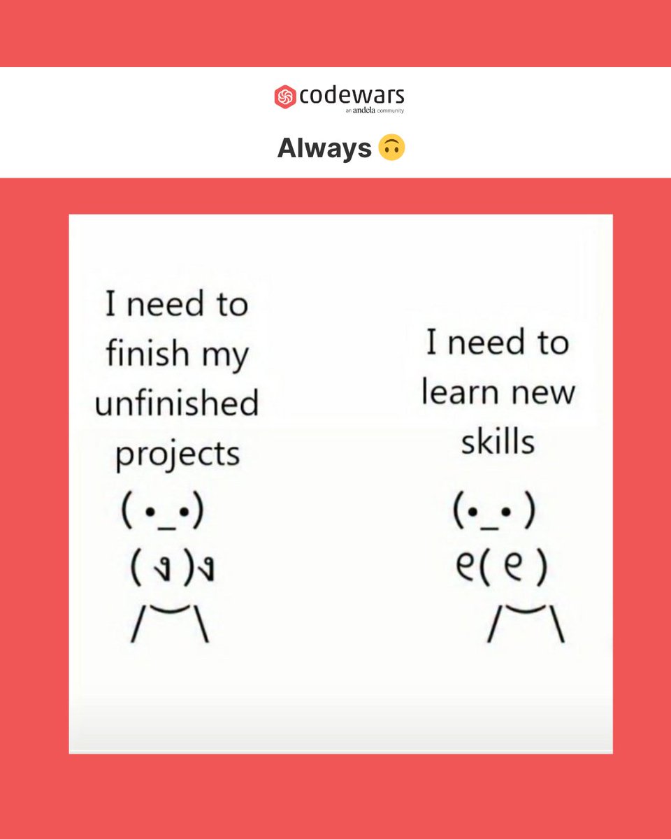 codewars's tweet image. The moment you realize you need to learn another new framework! 

#LearnToCode #DevCommunity #Codewars