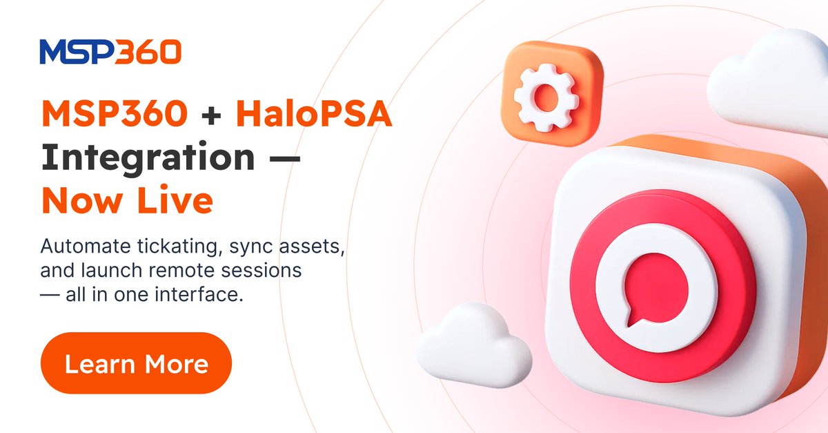 msp360's tweet image. New integration alert: MSP360 + HaloPSA now work together! 🚀

Auto-ticketing, one-click remote sessions &amp;amp; asset sync – all in one pane of glass.

✔️ One-click access
✔️ Auto-ticketing 

Uncover more details: hubs.ly/Q03VW5m30 

#MSP360 #HaloPSA #MSP #Backup #RMM