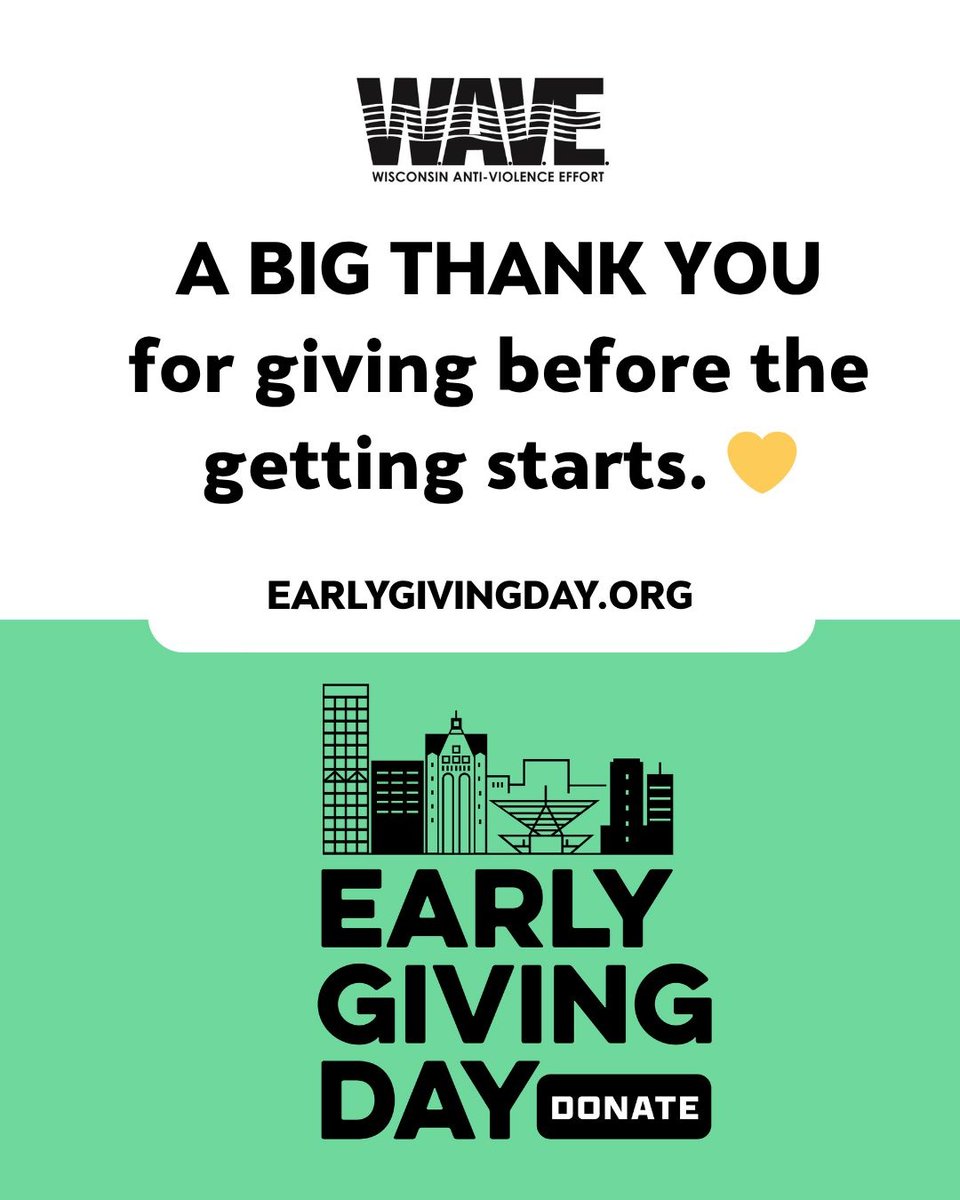 WaveEdFund's tweet image. What a day! Thanks to everyone who joined Early Giving Day, our community nonprofits 
are heading into the holidays stronger than ever.
Your early generosity makes a lasting impact — and proves that Wisconsinites 
always lead with heart.

#ThankYou #EarlyGivingDay #GiveLocal