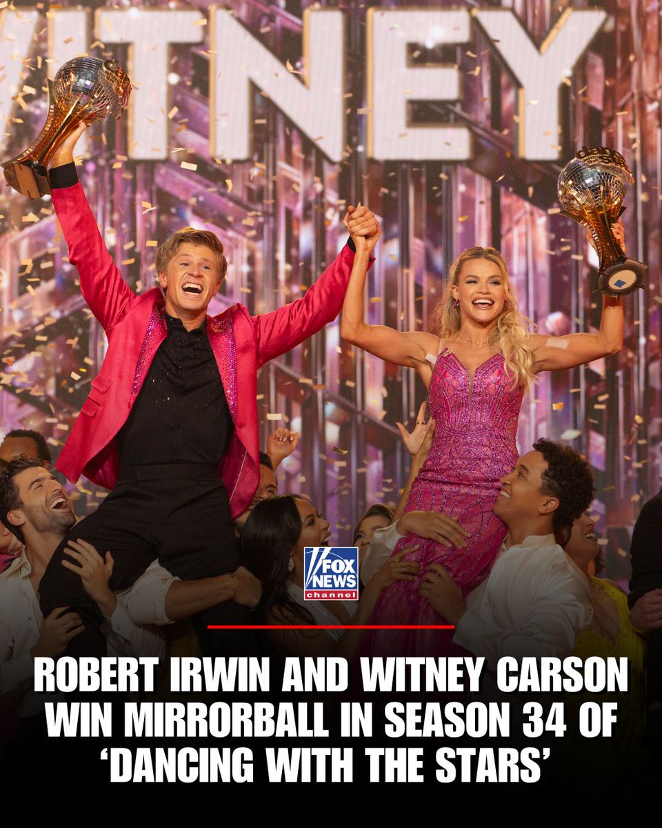 FoxNews's tweet photo. IRWIN LEGACY LIVES: Robert Irwin — the Australian zookeeper and son of the late Steve Irwin — closes out season 34 of 'Dancing With the Stars' with a Mirrorball victory.

The moment lands exactly ten years after his sister Bindi Irwin won season 21 in a triumph honoring their father.