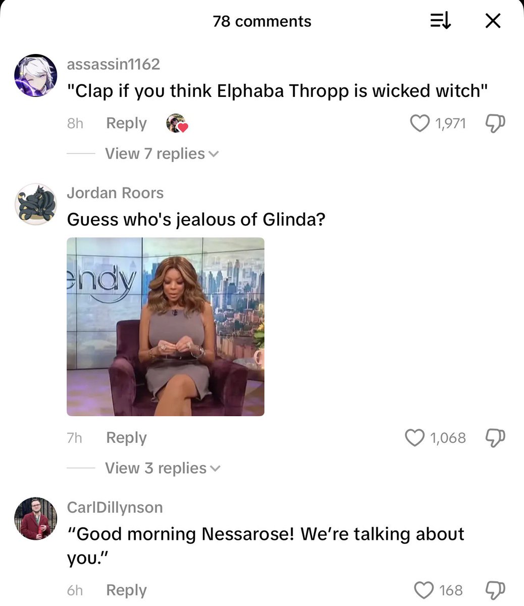 someone on tiktok said wendy williams should’ve been cast as madame morrible in wicked and the comments are killing me
