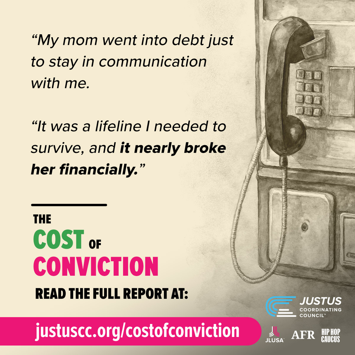JustUSCouncil's tweet image. The Federal Communications Commission @FCC recently reversed rules that would have capped prison phone rates, nearly doubling costs for impacted families.

Learn more in our new report “The Cost of Conviction”: justuscc.org/costofconvicti…

#CostofConviction #FCC #MarthaWrightReedAct