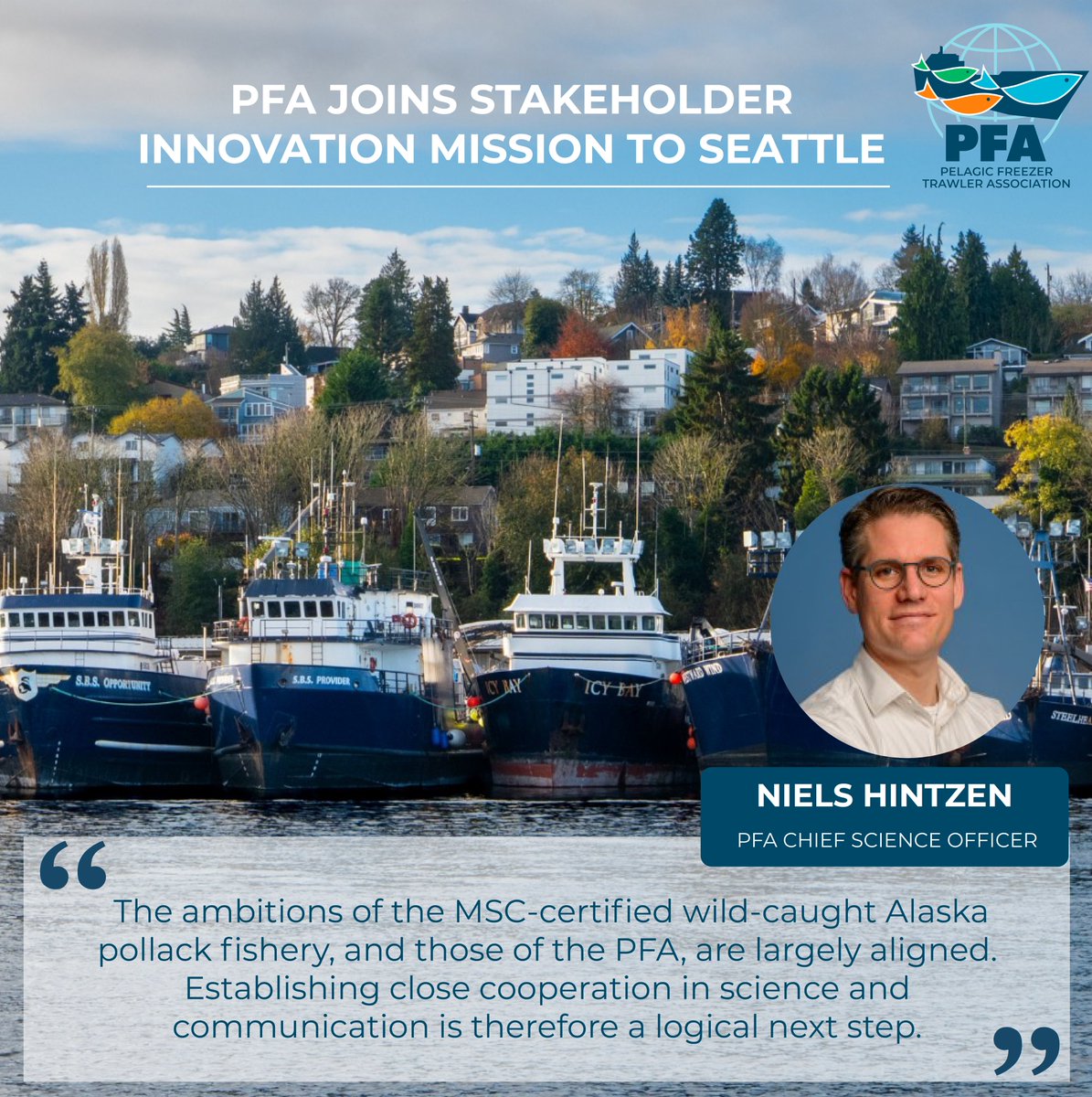 PFA_eu's tweet image. PFA Chief Science Officer @nielshintzen joined the fisheries innovation mission to Seattle — a week of inspiring talks and presentations, confirming the strong industry-science collaboration in Europe.

The key insight: the way forward is science-based, data-driven communication.