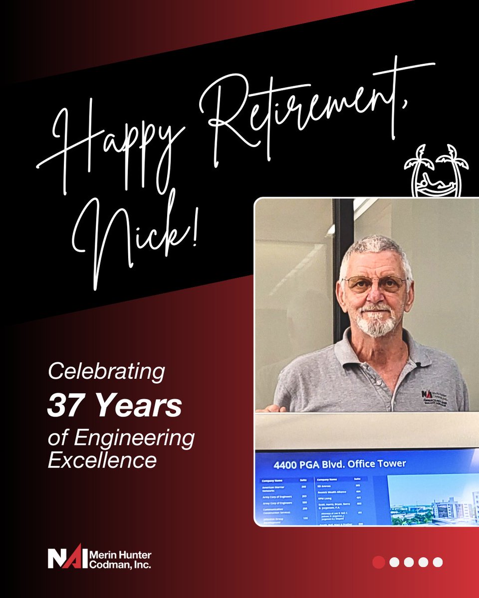 NAI_MerinHunter's tweet image. 𝟑𝟕 𝐲𝐞𝐚𝐫𝐬. 𝐎𝐧𝐞 𝐮𝐧𝐟𝐨𝐫𝐠𝐞𝐭𝐭𝐚𝐛𝐥𝐞 𝐢𝐦𝐩𝐚𝐜𝐭. 💪

As the season of gratitude arrives, so does Nick’s final day at 4400 #PGA Blvd. There’s no better time to celebrate all he’s brought to this property.

Join us in wishing him a joyful, well-deserved retirement!