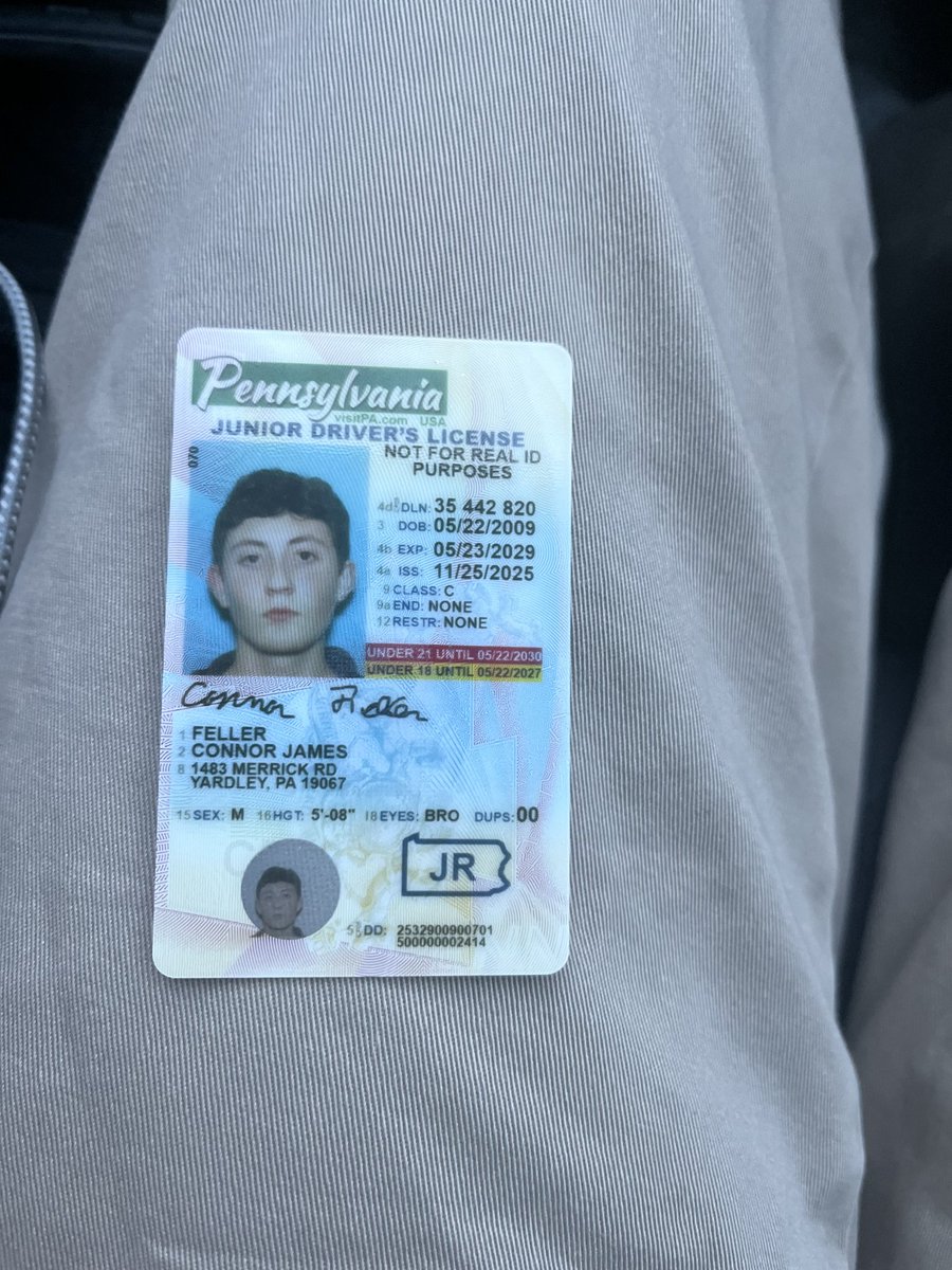 Congratulations to Connor Feller for passing his road test at Neshaminy and getting his license.  Terrific job Connor parallel parking without a camera! Happy holidays and drive safely..