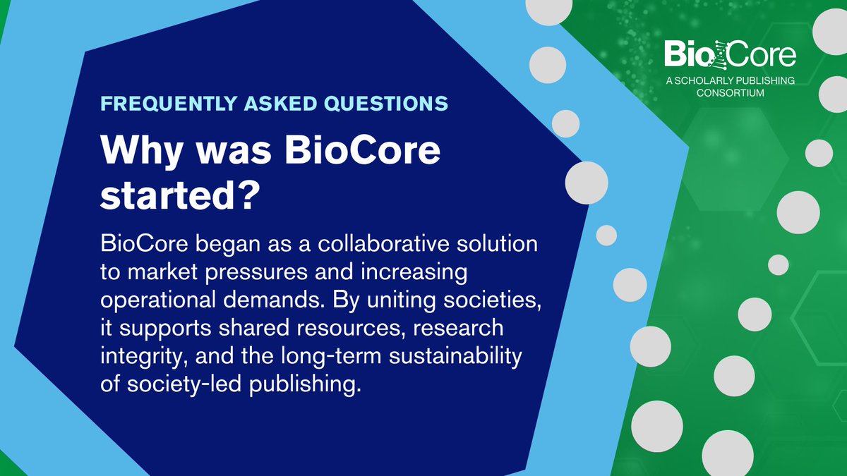 BioCore_Pubs's tweet image. 📌 Why was BioCore started?
To address rising pressures facing society publishers—market consolidation, OA demands and growing costs. BioCore offers a collaborative path to sustainability, integrity and long-term impact.
Read our FAQs page for more info: hubs.ly/Q03VXrLQ0