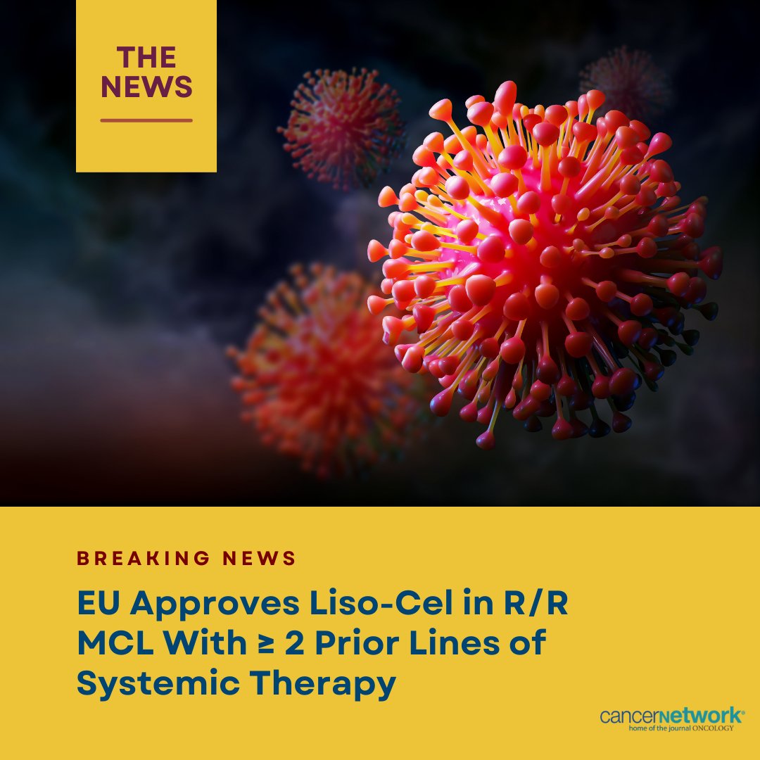 CancerNetwrk's tweet image. The EC strikes first! Liso-cel has been approved for adult patients with relapsed or refractory MCL after ≥ 2 lines of systemic therapy, including a BTK inhibitor.

hubs.li/Q03VSQKt0

#lymsm #cancer #oncology