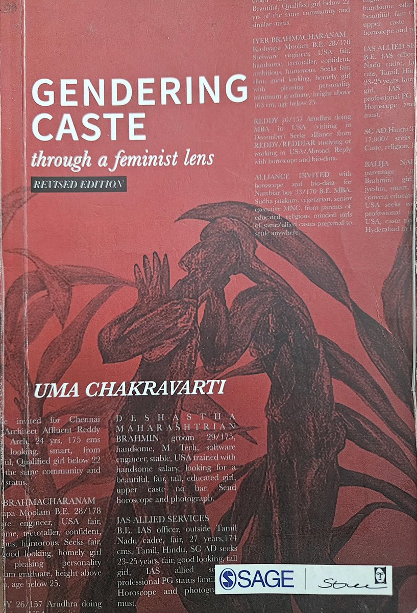 Rehna_AntiCaste's tweet image. Caste-based marriage &amp;amp; control over women&apos;s sexuality have been crucial for the continuation of the caste system. What Dalit IAS officer said resonates with an established research on Brahmanical patriarchy. This is a suggested reading for whatsapp university graduates.