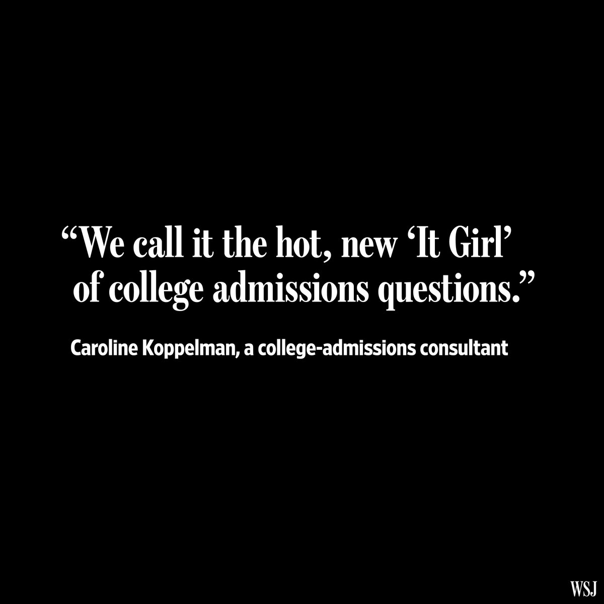 WSJ's tweet image. There’s a new way to get a leg up in college admissions: Show how well you can disagree with people on.wsj.com/4oXeFLH
