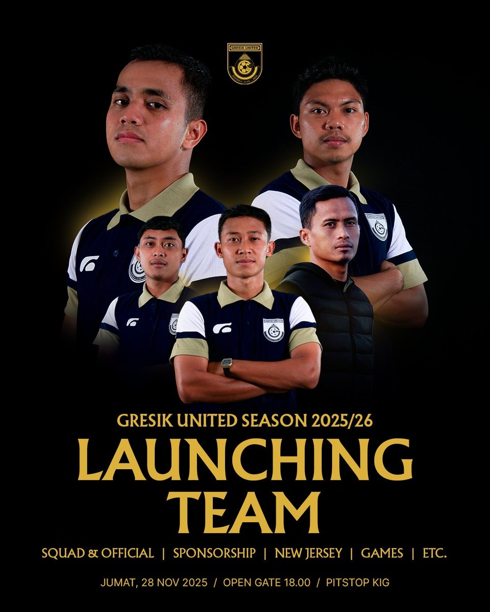 gresikutdFC's tweet image. LAUNCHING TEAM GRESIK UNITED SEASON 2025/26

Mengundang Perwakilan Pengurus Ultras Gresik, Perwakilan Korwil dan Komunitas Suporter Gresik pada :

Jumat, 28 November 2025 | Open Gate : 18.00 WIB | 📍Pitstop KIG

#GresikUnited #LaskarJokoSamudro #ST20NGERTOGETHER #LaunchingTeam