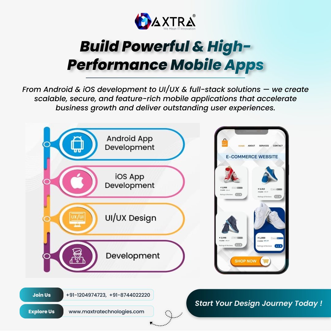 Maxtratech's tweet image. 🚀 Maxtra Technologies builds high-performance Android &amp;amp; iOS apps with stunning UI/UX and robust full-stack development. We create secure, scalable, and feature-rich apps that power real business growth.
📞+91-1204974723, +91-8744022220
🌐maxtratechnologies.com
#MobileAppDevelop