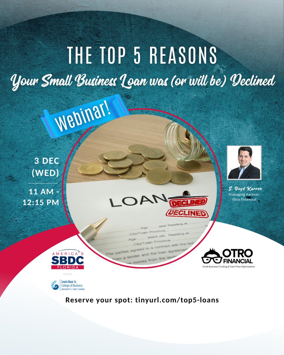 Banks deny over 80% of small biz loans. Stop being a statistic! Join expert Boyd Karren this December, learn the TOP 5 reasons for loan denial &amp; the exact steps to prepare for approval. Register today: [Link to Registration]