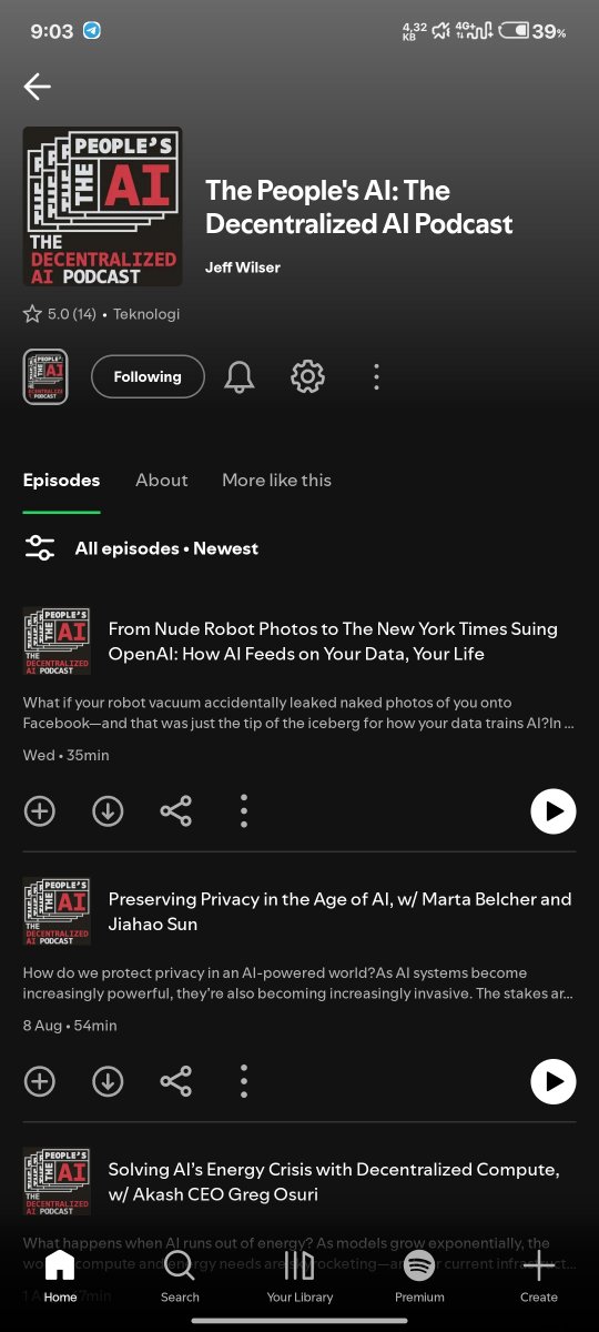 Leondayy_'s tweet image. Follow The People&apos;s AI : The Decentralized AI Podcast on Spotify and you get EXP in Vana App.

Link : open.spotify.com/show/3XFmg6Lqf…

@v_on_vana
@vana
#datarevolution