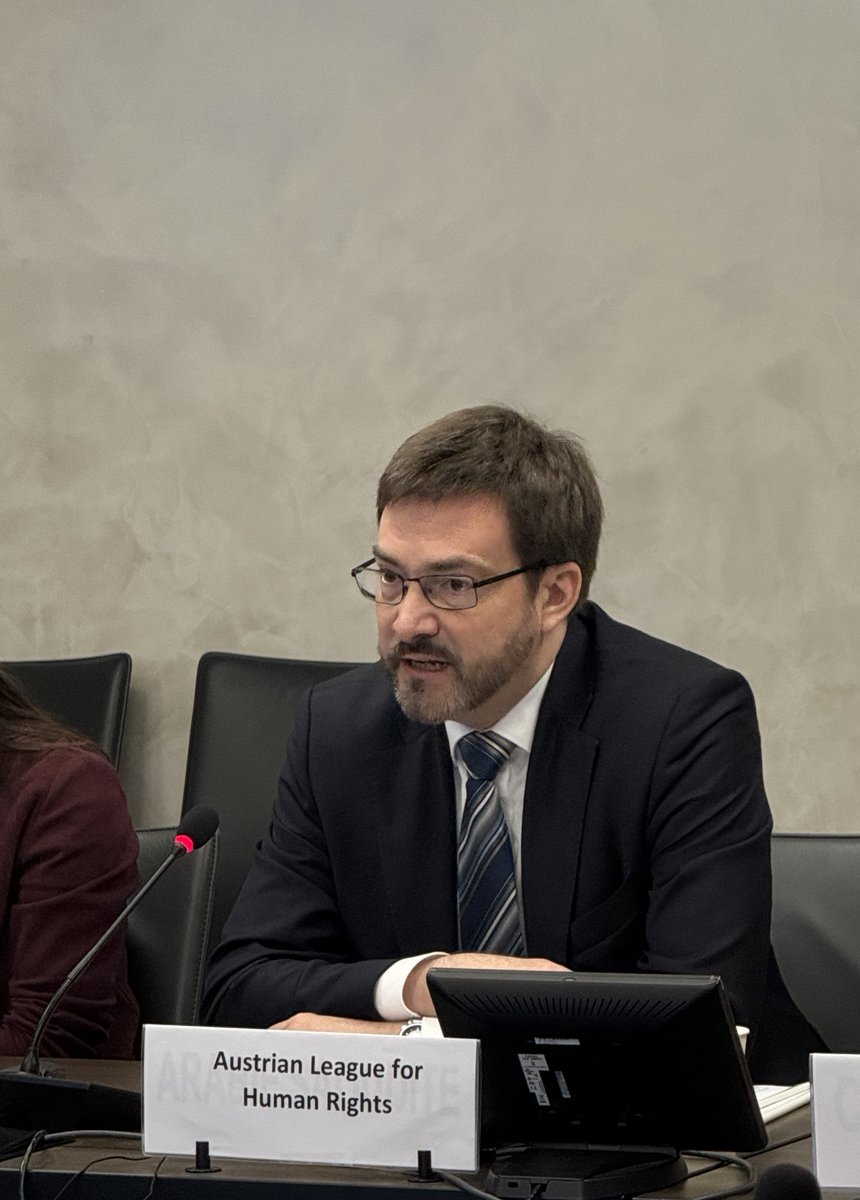 #PS51 <a href="/fhorntweets/">Florian Horn</a> from <a href="/Oe_Liga_MR/">Österreichische Liga für Menschenrechte</a>  advocated for a National Action Plan for Human Rights, the inclusion of children with disabilities, and spoke on business and human rights. They specifically urged #Austria to ensure inclusive school systems for children with disabilities