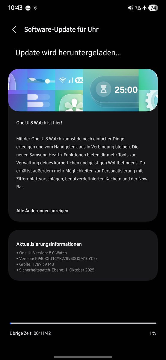 TechNerdMG's tweet image. One UI 8 for the Galaxy Watch 6 series rollout started in Germany