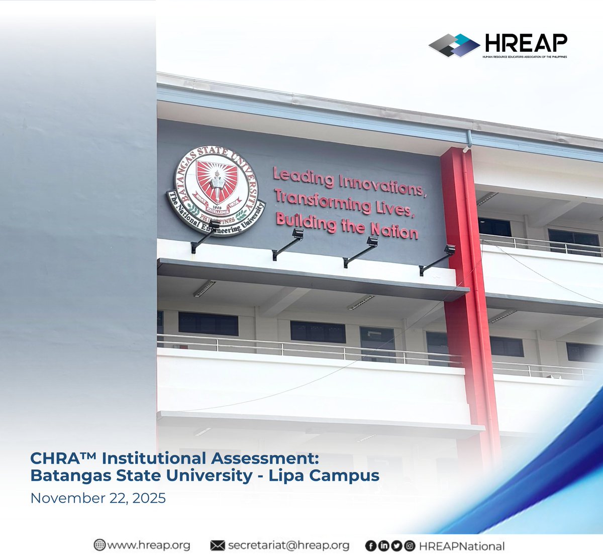 HREAPNational's tweet photo. The students from Batangas State University - Lipa Campus took a step towards professional growth during the Certified Human Resource Associate (CHRA)™ Institutional Assessment on November 22, 2025.
#CHRA #CertifiedHumanResourceAssociate #HREAP #BatStateULipa #Upskilling https://t.co/REl6zOjMYd