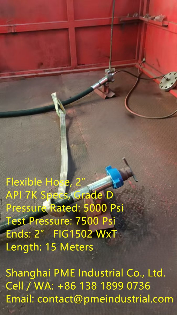 sh_pme's tweet image. lexible Hose, 2” FIG1502 WxT, API 7K, Grade D

Cell / WA: +86 138 1899 0736
Email: contact@pmeindustrial.com
pmeindustrial.com/api-7k-grade-d…

#API7KGradeDFlexibleHose #5000PSIFlexibleHose #2InchVibratorHose #FIG1502WingUnionHose #HighPressureDrillingHose #CustomizedFlexibleOilfieldHose