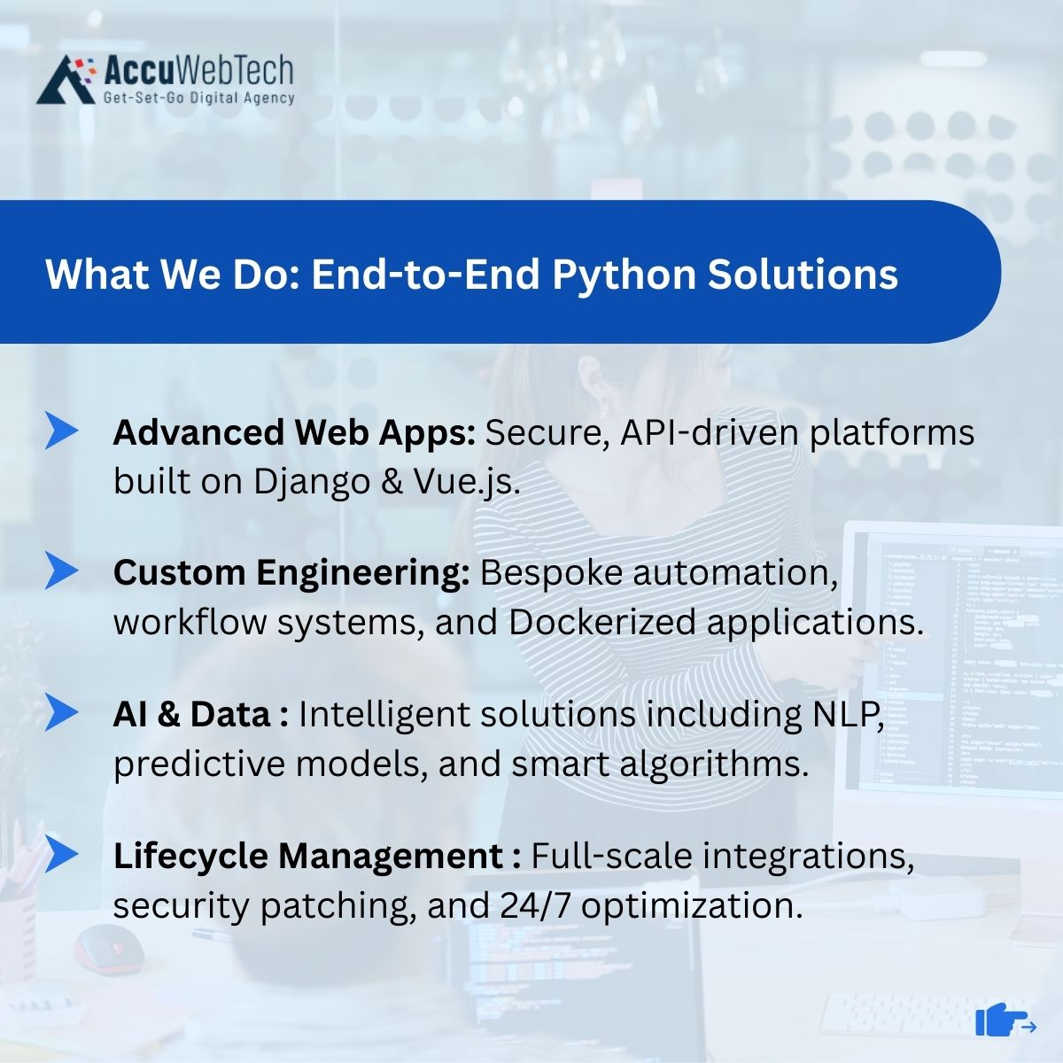 accu_web_tech's tweet image. Need expert #Python developers?
We build scalable apps with Django, CRM, AI/ML &amp;amp; Cloud-native Python.
🔥 Quick deployment
💼 Dedicated Devs | Teams | Full Outsourcing
Let’s build your next big product!
#Python #Django #AI #ML #AccuWebTech