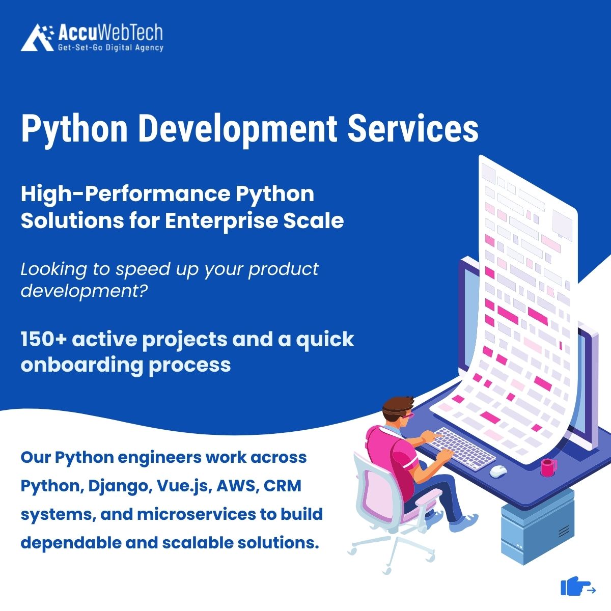 accu_web_tech's tweet image. Need expert #Python developers?
We build scalable apps with Django, CRM, AI/ML &amp;amp; Cloud-native Python.
🔥 Quick deployment
💼 Dedicated Devs | Teams | Full Outsourcing
Let’s build your next big product!
#Python #Django #AI #ML #AccuWebTech