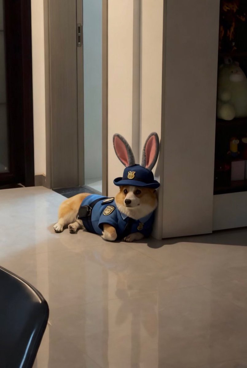 animalkyat's tweet image. 帰宅したら妻にコスプレさせられてた家の犬見て