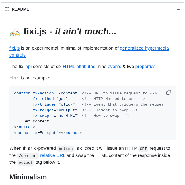 tom_doerr's tweet image. Minimalist implementation of generalized hypermedia controls

github.com/bigskysoftware…