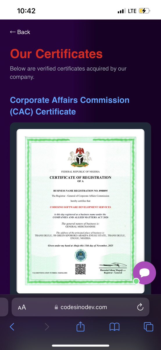 codesinodev's tweet image. We’re a registered company under Nigerian Corporate Affairs Commission

Let us handle your software service today 😊💫

Visit codesinodev.com

#CodesinoDev
#CodesinoDevelopment
#WebSolutions
#WebDevelopment
