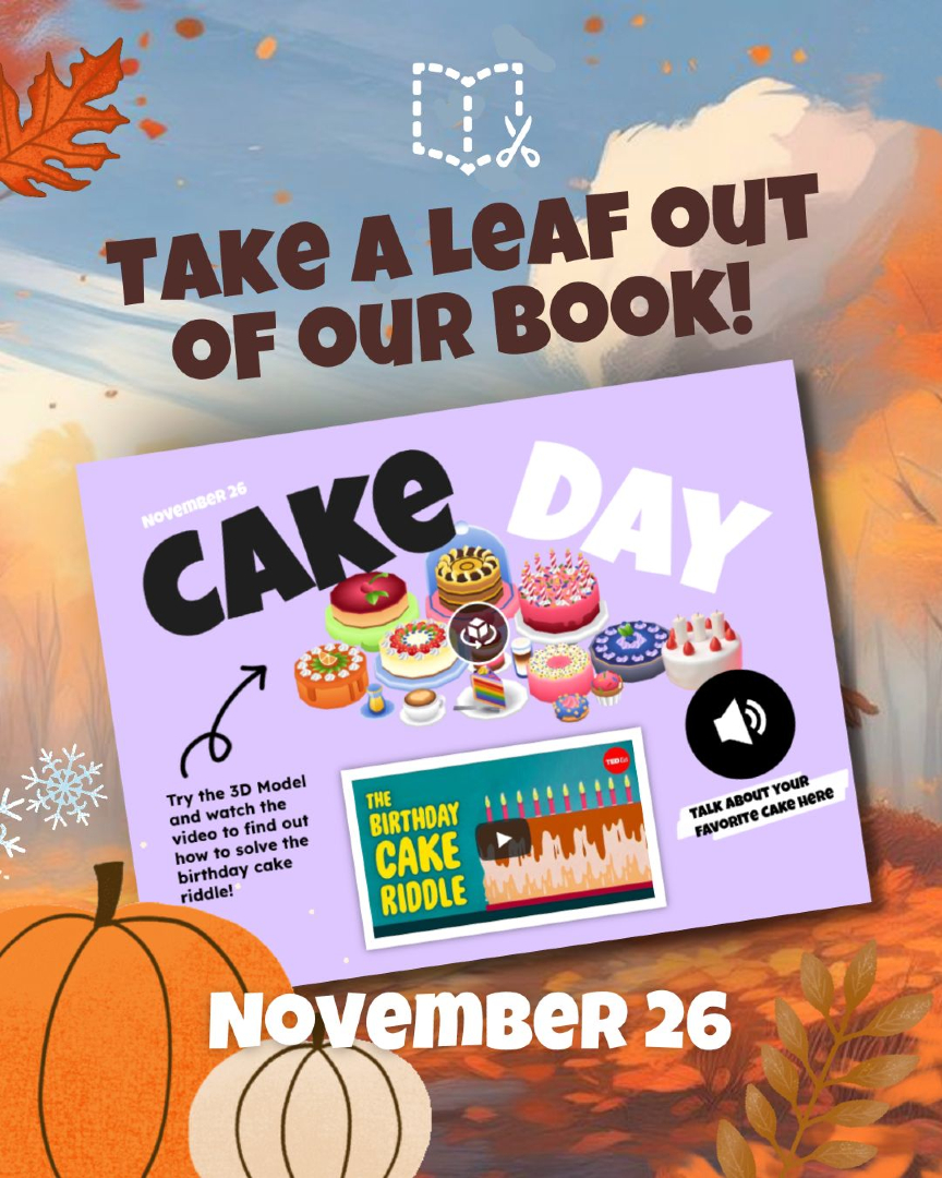 BookCreatorApp's tweet image. Happy National Cake Day!

Try the 3D model and watch the video to solve the birthday cake riddle! Talk about your favorite cake!

🎂 Remix it now—hubs.ly/Q03PlJBW0