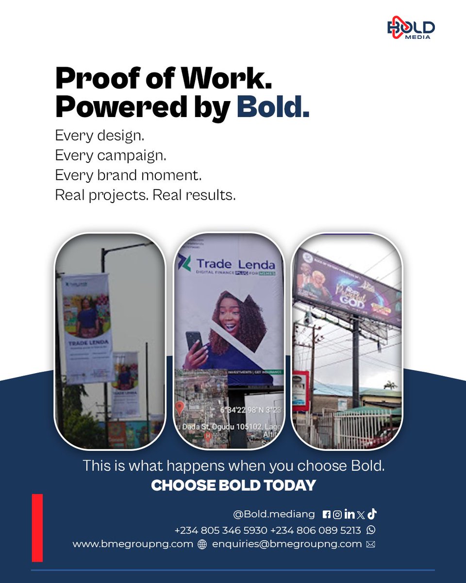 ChangetvM's tweet image. Here’s what real results look like.✨
When you choose Bold, you don’t just get visuals.
You get content that drives reach, trust, and growth. This is the difference consistency and strategy make.

#contentthatconverts #branding
#advertisingagencynigeria #boldmedia_ng
#BoldMedia