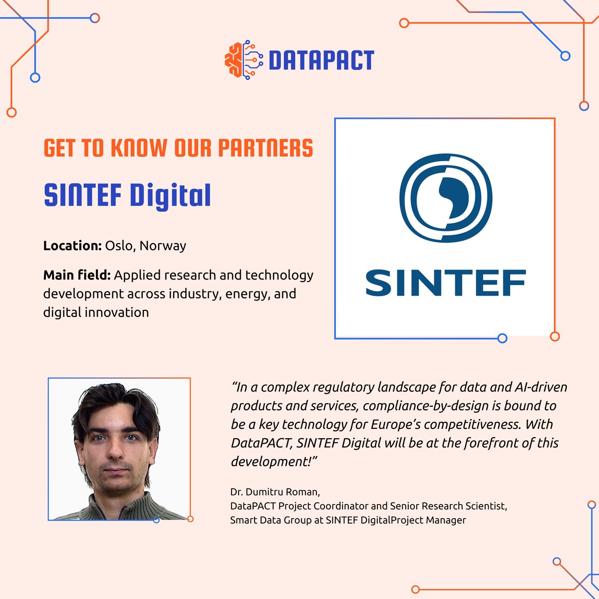 DATAPACTproject's tweet image. Meet our partners! 🔎

Today we highlight @SINTEF, one of Europe’s largest research institutes and coordinator of @DATAPACTproject

@SINTEF  is developing a compliance-aware data pipeline toolbox supporting the full lifecycle of data &amp;amp; AI pipelines  🛠️

Stay tuned for more! 🔔