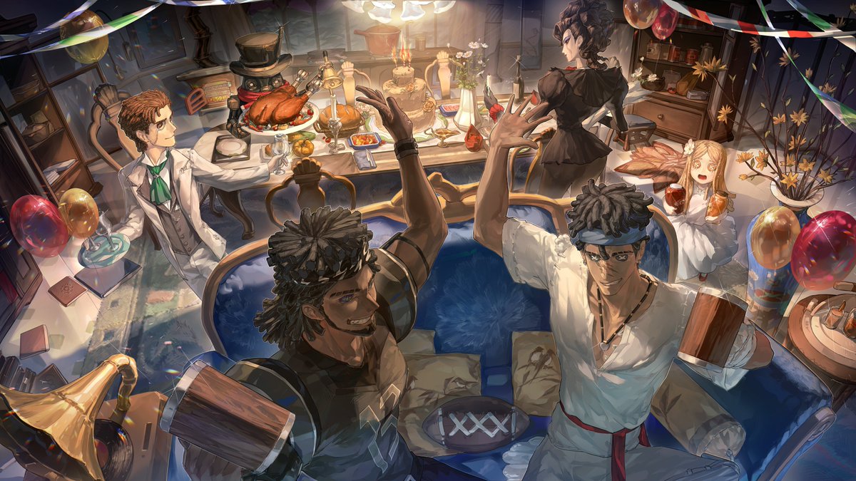 IdentityVJP's tweet image. Happy Thanksgiving♪

全ての実りに感謝を込めて！
今日は #サンクスギビングデー なの♪

七面鳥やケーキを楽しんで
荘園の皆と夕食を囲もう！

さあ、ボンボンがベルを鳴らして
メインディッシュの時間が始まるの！

皆も早く席に座ろうなの！

#IdentityV
#第五人格
