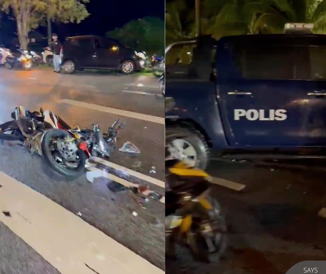 NewsBFM's tweet image. A 24-year-old motorcyclist was killed, and his 25-year-old pillion rider sustained serious injuries after a 4WD patrol vehicle crashed into them on Jalan Persiaran Wawasan in Kangar.   

The incident is believed to have been caused by the policeman’s negligence, reports Harian…