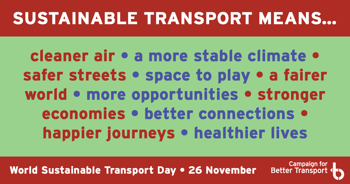 CBTransport's tweet image. Today is not just #Budget day, it&apos;s also @UN World #SustainableTransport Day.
We&apos;re calling on the Government to support public and shared transport, walking, wheeling and cycling, which have all these benefits and more.