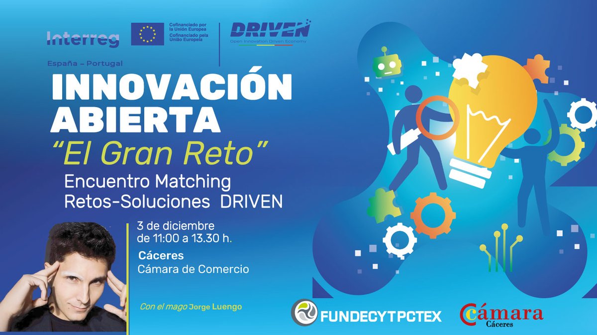 Descubre la innovación abierta desde una perspectiva sorprendente... ¡de la mano del ilusionista y mentalista Jorge Luengo (<a href="/jorgeluengo/">Jorge Luengo</a>)!

El 3 de diciembre, tendremos el privilegio de contar con uno de los grandes referentes internacionales en creatividad, percepción y