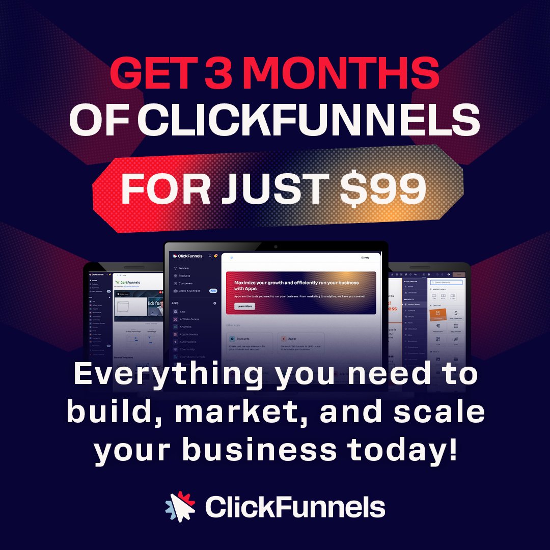 ClickFunnels Free Trial  
  clickfunnels.com/signup-flow?af… 
$10,000+ of value for under $100

clickfunnels.com/3-months-for-9…