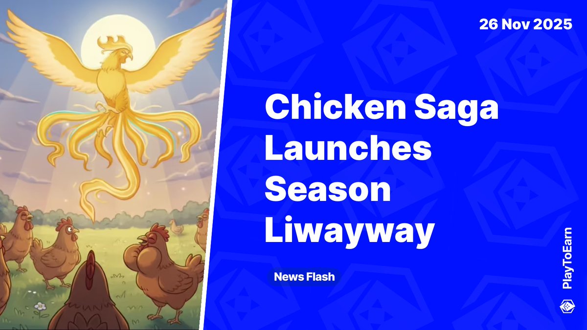 PlayToEarn's tweet photo. Chicken Saga Launches Season Liwayway With a 10M $COCK Reward Pool 📰

Season 1 of @PlayChickenSaga is live, bringing a new gameplay mechanic called Liwayway's Blessing. The 2-week event runs until Dec 8 and rewards players with shares of 10 million tokens

Read more 🧵