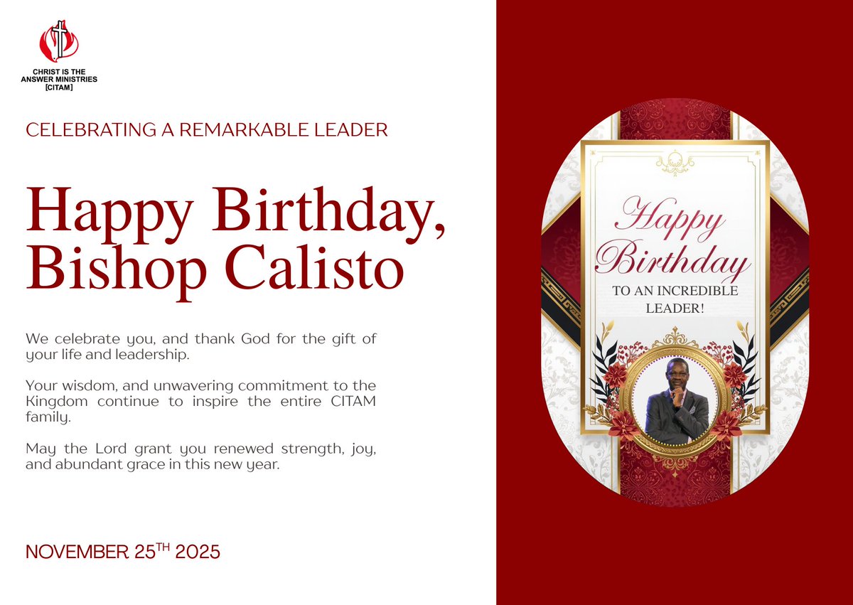 CITAMKE's tweet image. HAPPY BIRTHDAY, PRESIDING BISHOP, CITAM❗💯

We celebrate a visionary leader, and a true blessing to the CITAM family.

May the Lord crown this new season with favour, and divine joy.

God bless you Bishop Odede🔥

#happybirthday
#PresidingBishop
#citam
#blessedtobeablessing