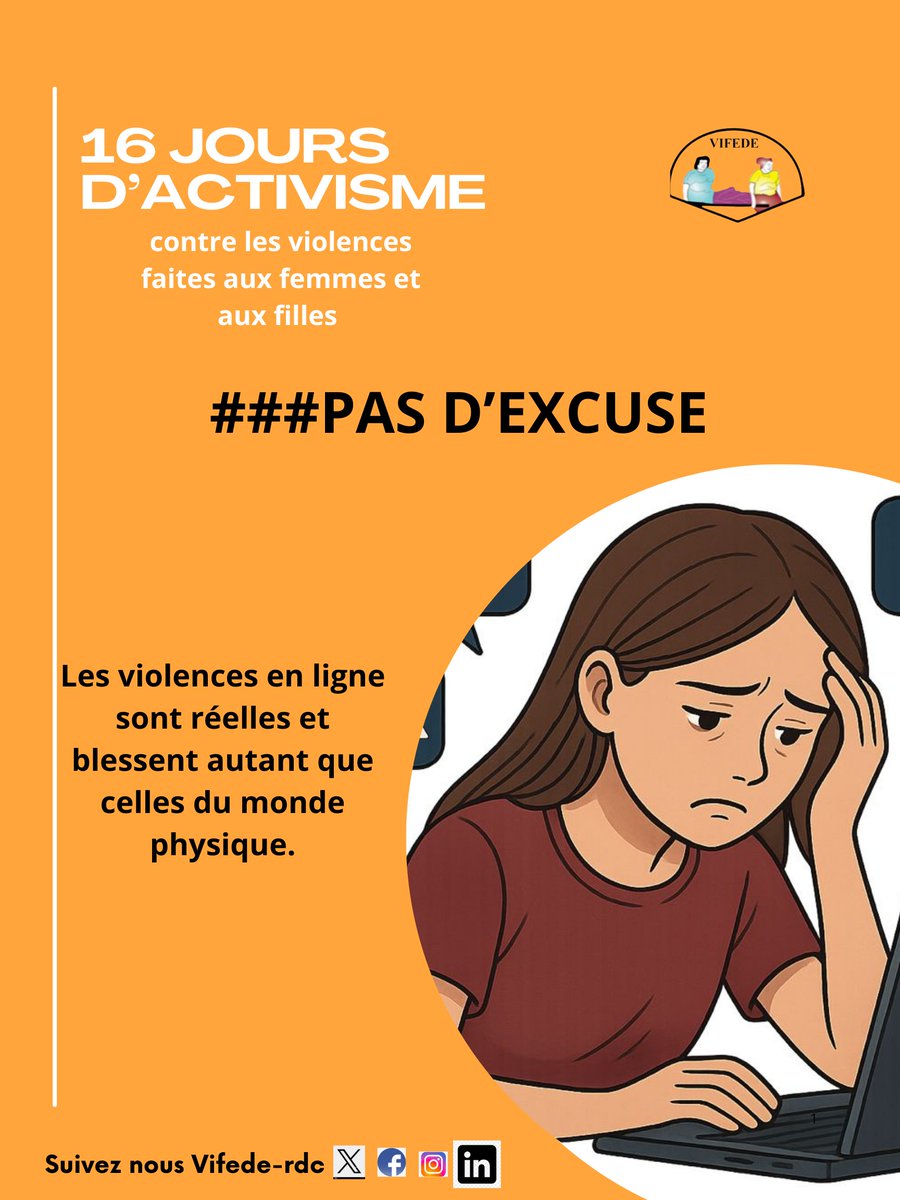JourII: Les violences en ligne sont réelles et blessent autant que celles du monde physique. Protégeons nos espaces numériques, respectons chaque femme et chaque fille.
Ensemble, faisons d’internet un lieu sûr et sans violence.
#16joursdactivisme
#pasdexcuse
#StopVBG
