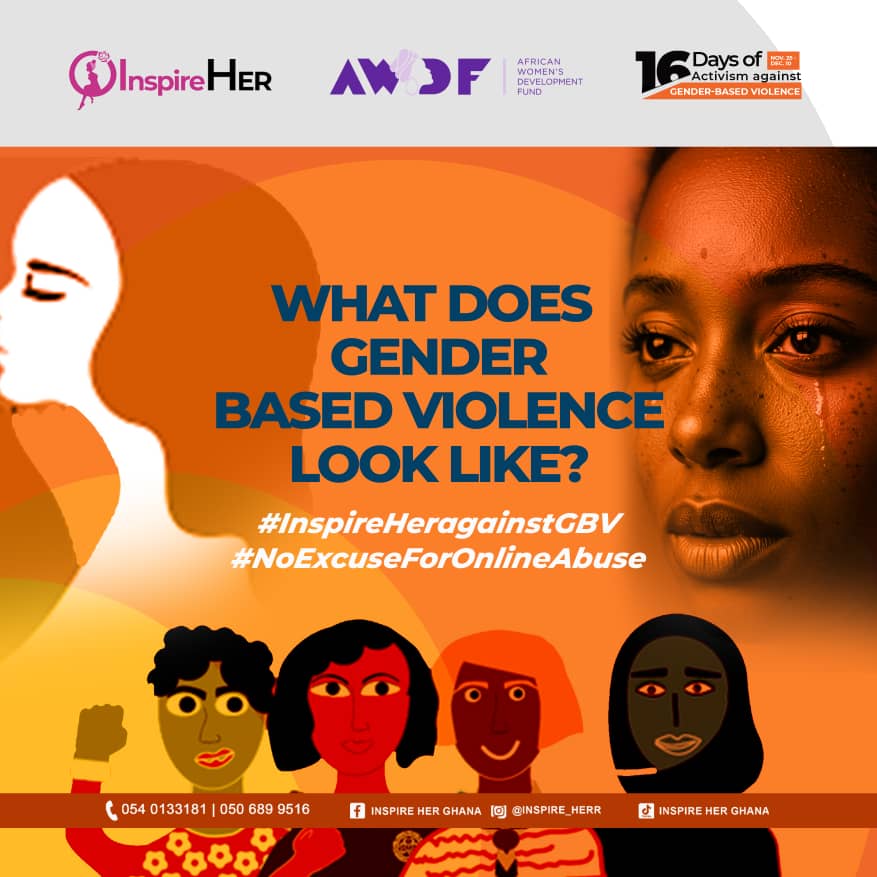 Inspire_herr's tweet photo. Day 2 of #16DaysOfActivism:
Gender-based violence takes many forms physical, emotional, economic, and digital.
If it causes fear, pain, or control, it is violence. Special thank you to @the_awdf for their support.

#EndGBV #NoExcuseForOnlineAbuse #InspireHerGhana https://t.co/KrA6moVUFc
