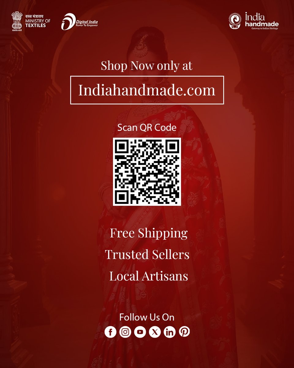 Indiahandmade_'s tweet image. Vivah ✨ Redefined. Resilient. Red in Handloom. ❤️

Woven with love and rooted in tradition, our Red Handloom Bridal Saree is for the bride who carries legacy with elegance.

Every thread reflects timeless artistry.

🛍️ Buy Now: Indiahandmade.com

#RedBridalWeaves #Handloom