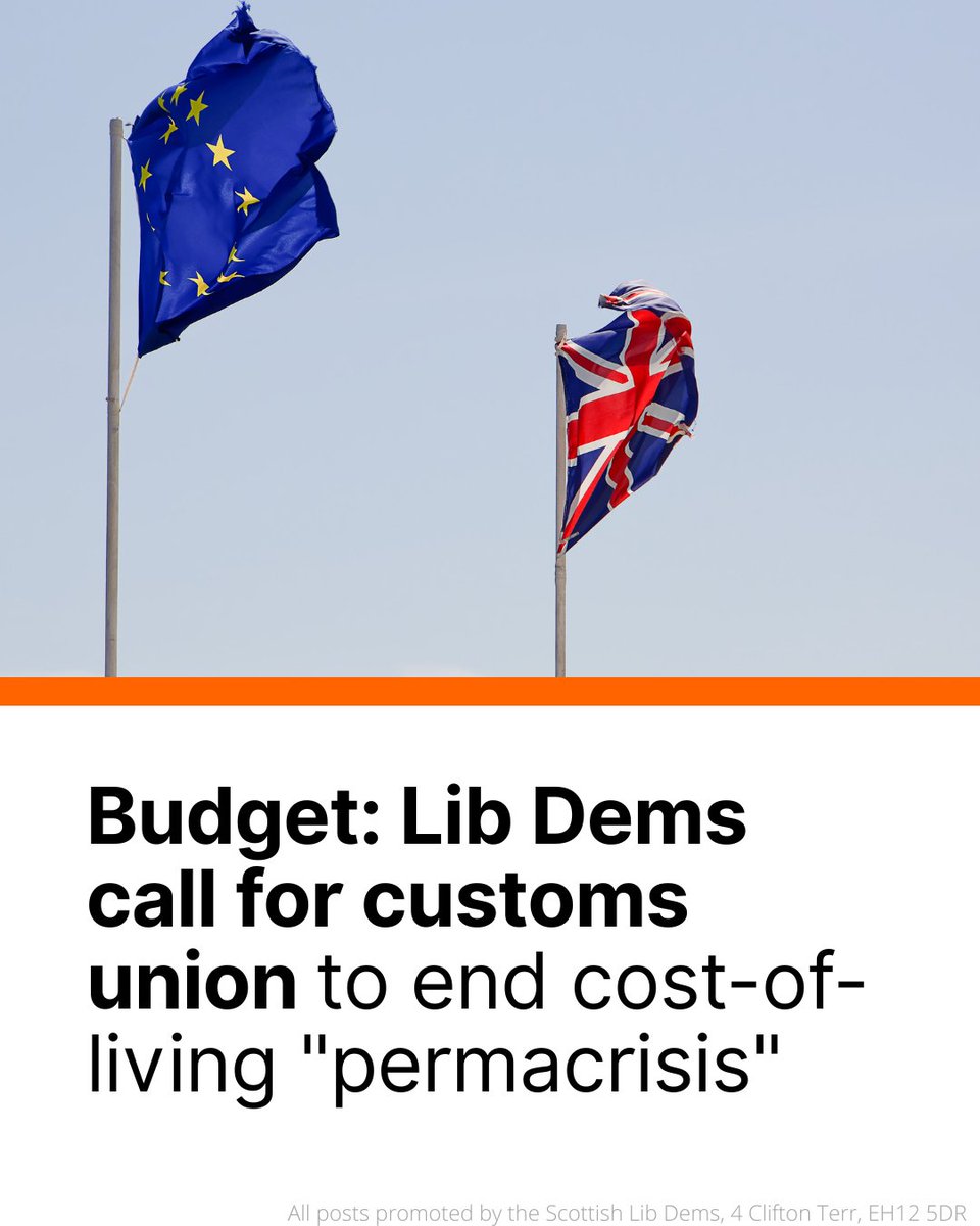 scotlibdems's tweet image. Rachel Reeves must take bold action to slash the cost of living, rescue our high streets, and start fixing the mess left by Brexit.

That means negotiating a new Customs Union with the EU, to grow our economy and bring in tens of billions for the Exchequer.
