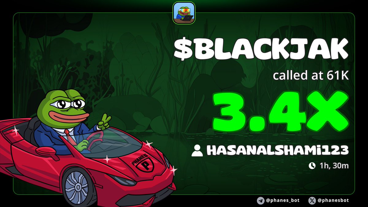 👑 أنا ملك الميم كوين… والباقي لسه بيتعلم!
كل يوم عملات🔥… مشاريع🚀… دبلات💰

تابع مجموعه التليجرام. 👇
t.me/Sol_Insiders_C…

$BLACKJAK
7rbNThYsLZ8Lh8hB6dpqWh8XcAgodVH1whMutRrvpump

😴 بختم يومي… مواصل من البارح
⚡️ 4 عملات نشرتها
✅ 3 نجحوا 🔥
❌ 1 فقط فشلت