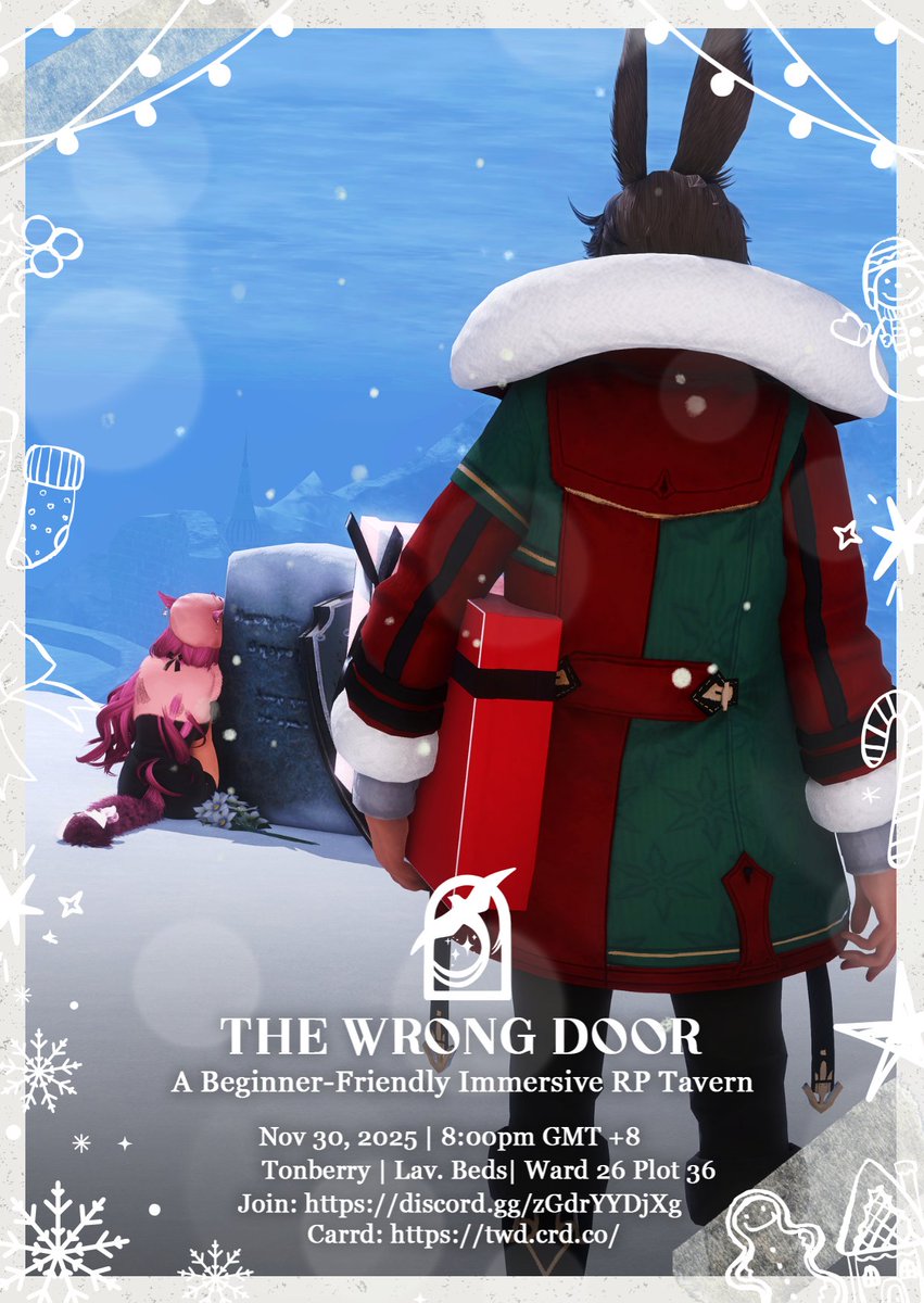 "Ahh, so there you are"

This starlight season it could be the best of times for some but also the worst for some, remember to check in with your friends. 

Prebook: tinyurl.com/WrongDoorXIV
Carrd: twd.crd.co
Community: discord.gg/zGdrYYDjXg