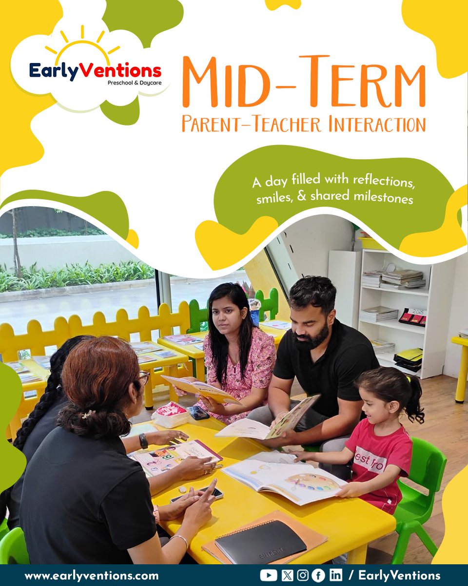 EarlyVentions's tweet photo. We believe  that a child’s learning journey flourishes best when teachers and  parents walk hand in hand. Our Mid-Term Parent–Teacher Meeting was a  wonderful opportunity to come together, reflect on each child’s growth,  and celebrate their little milestones, both big and small https://t.co/nVO4Ak599T