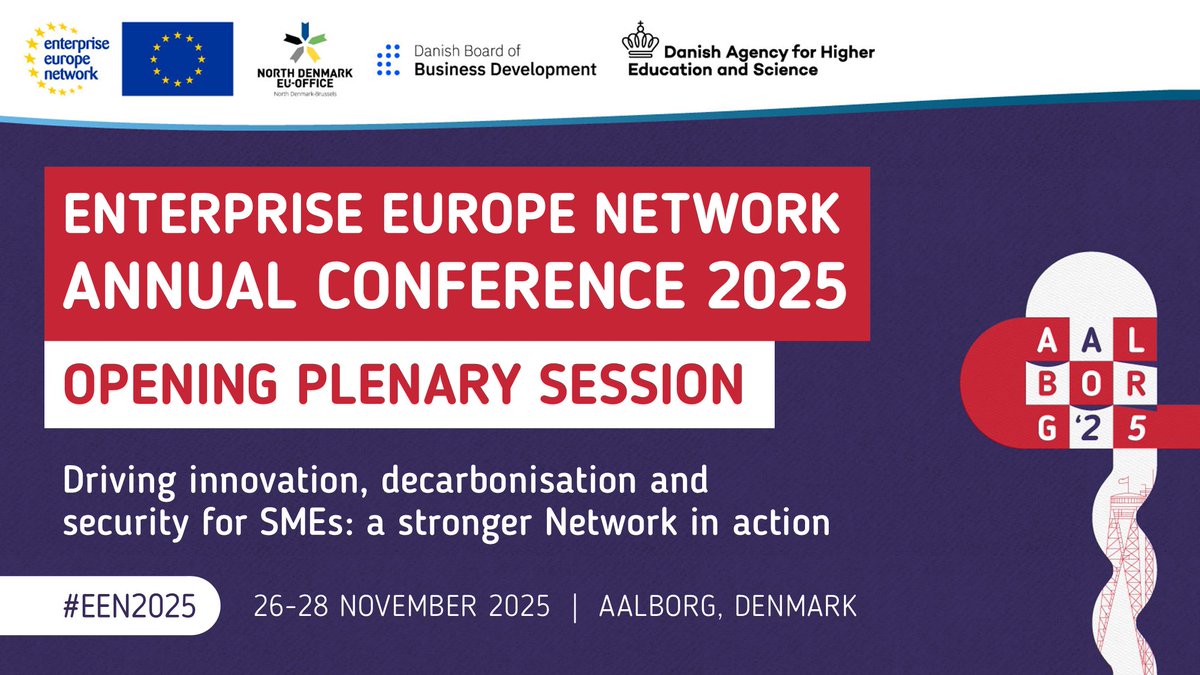 EEN_EU's tweet image. It’s almost time! 🙌

#EEN2025 starts soon at the Aalborg Kongres &amp;amp; Kultur Center 🇩🇰.

Catch the opening plenary live 🎥 👉 youtube.com/live/nwvXq7lQ0…

#EENCanHelp