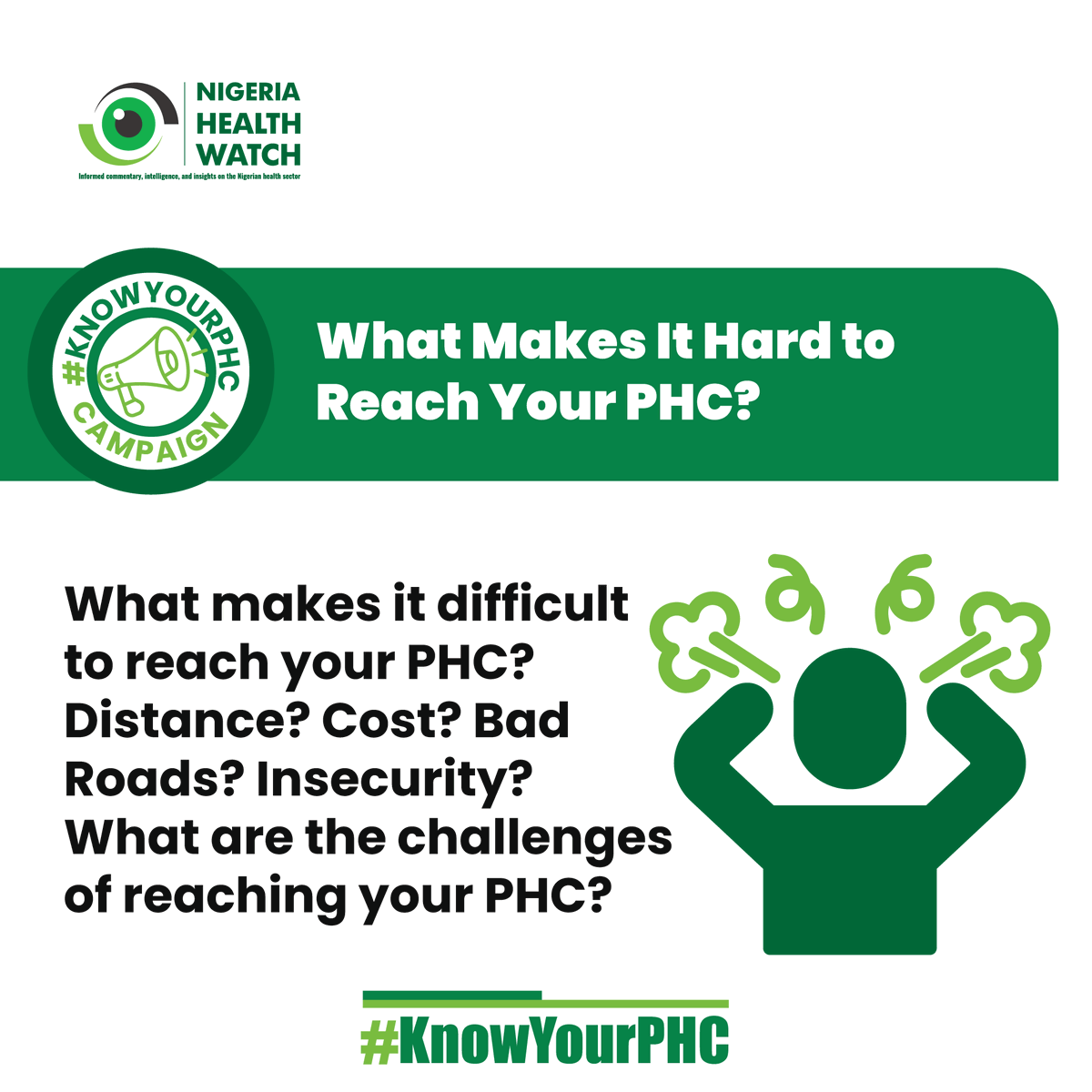 nighealthwatch's tweet image. Many communities in Nigeria still face major barriers to reaching their local PHCs. Some travel long distances, while others navigate unsafe or insecure routes.   Visit your PHC today, take a picture or record a short video, and share  your story using the hashtag #KnowYourPHC