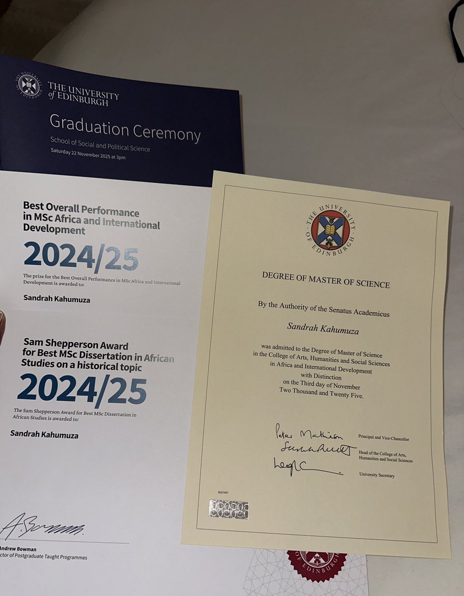 S_Kahumuza's tweet image. A year later… we graduated.

With a Distinction and not one but two awards: Best Overall Performance in MSc Africa &amp;amp; International Development (AID) and the prestigious Sam Shepperson Award for Best MSc Dissertation in African Studies (awarded to only one student each year) at…