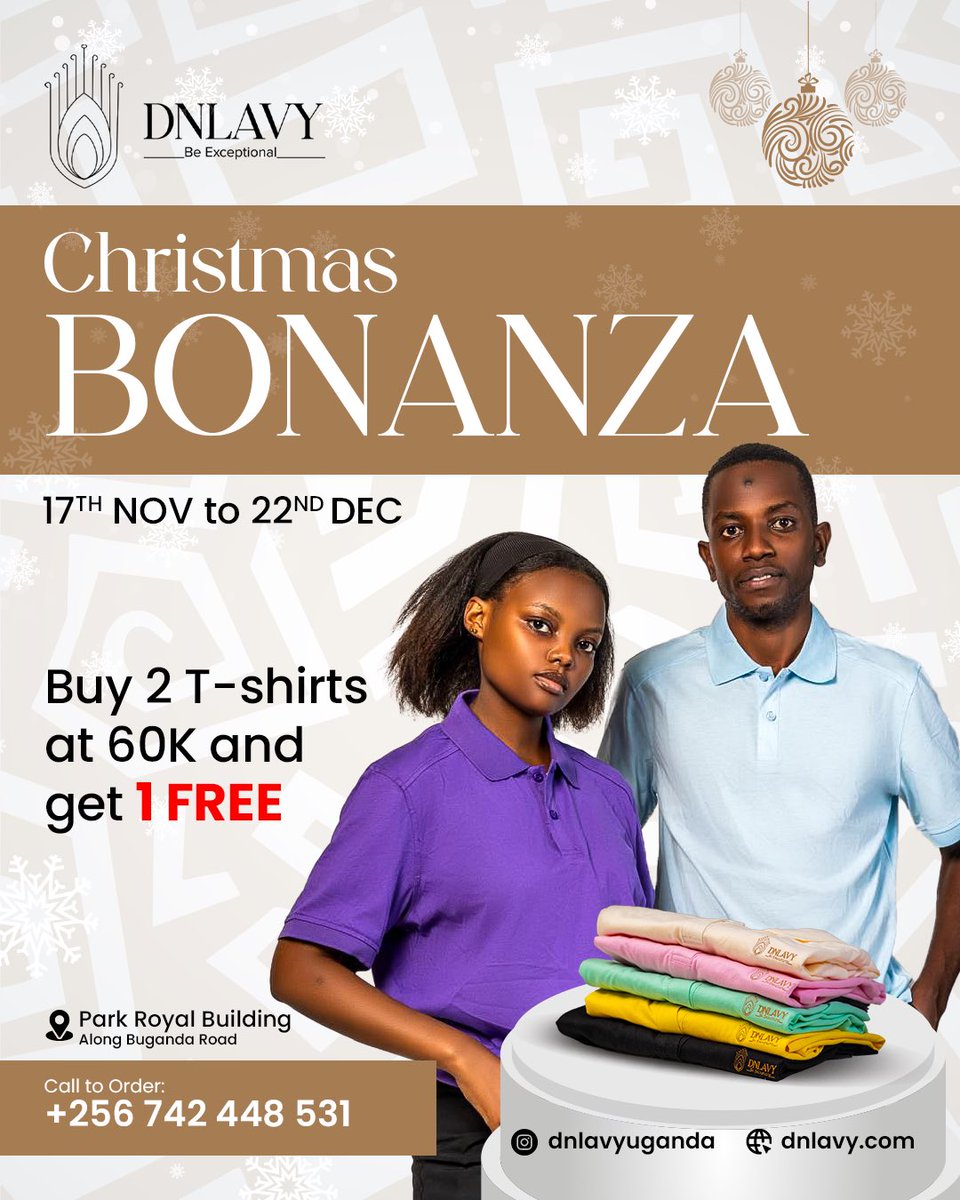 kasasi_fc's tweet image. #Ad

Guess what — the Christmas Bonanza is here for you

Rock the vibe with customized clothing including stand-out T-shirts, jerseys, hoodies.

To get started  visit @dnlavy ⤵️

📍 Park Royal Building, opposite Watoto Church Downtown — Shop No 115
📞 +256 742 448531
