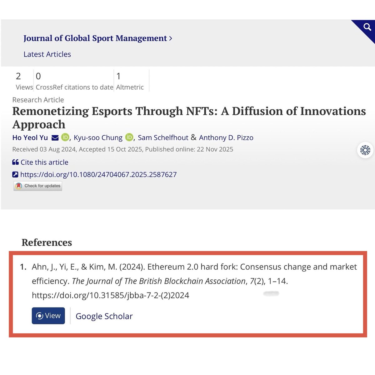 Brit_blockchain's tweet image. 📍Globally, E-Sports audience size is 641 million people, as of 2025.

🇺🇸 New JBBA citation from @etamuniversity, USA.

➡️ Original JBBA paper cited here:

&apos;Ethereum 2.0 Hard Fork: Consensus Change and Market Efficiency&apos; by Professor Eojin Yi:
jbba.scholasticahq.com/article/120956…

#JBBA…